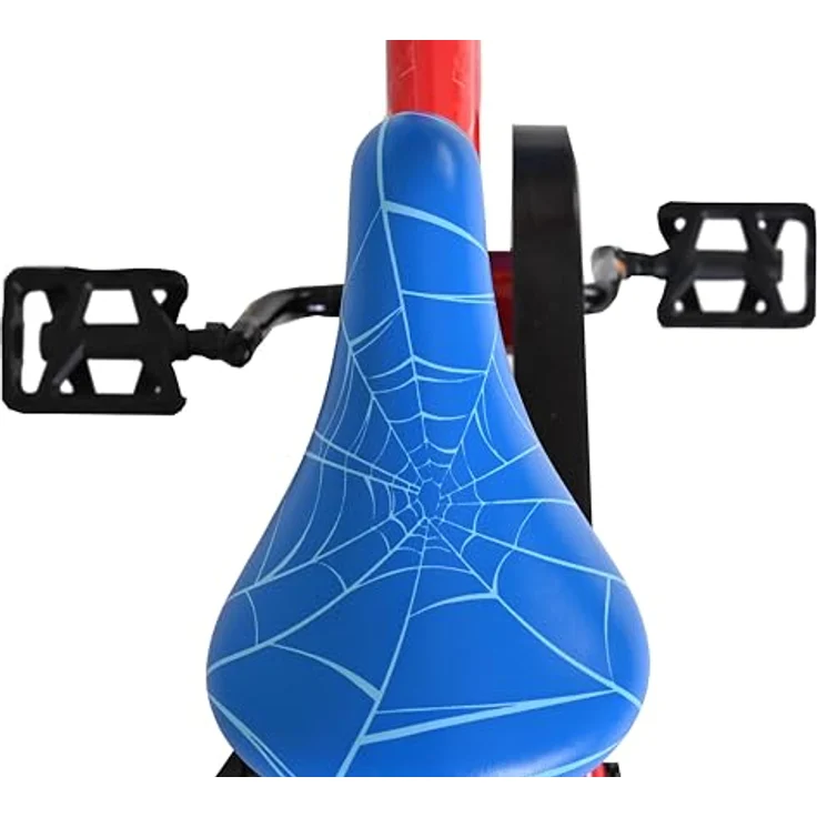 Volare Spider-Man Kinderfahrrad, 12 Zoll mit Handbremse, Rücktrittbremse, abnehmbaren Stützrädern, Blau/Rot – Bild 11