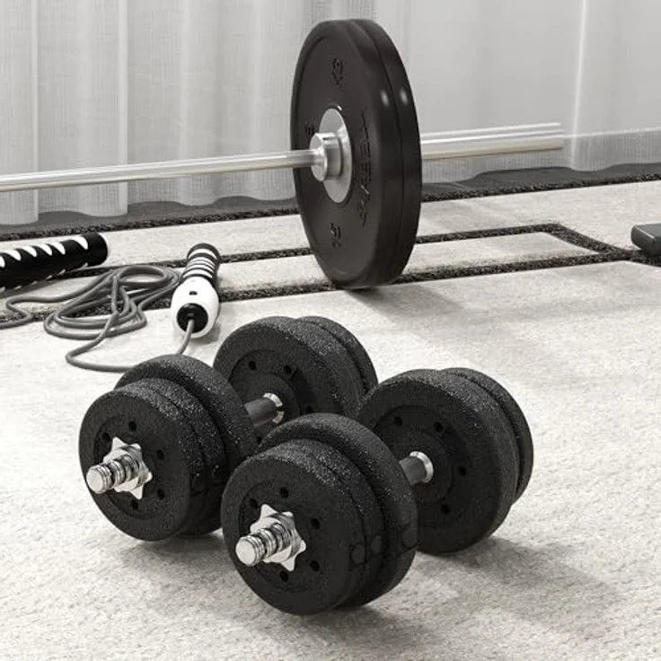 HOMCOM Hantel-Set 25KG, Kurzhantel Set aus Stahl und Kunstleder, Schwarz, für Zuhause und Krafttraining – Bild 9