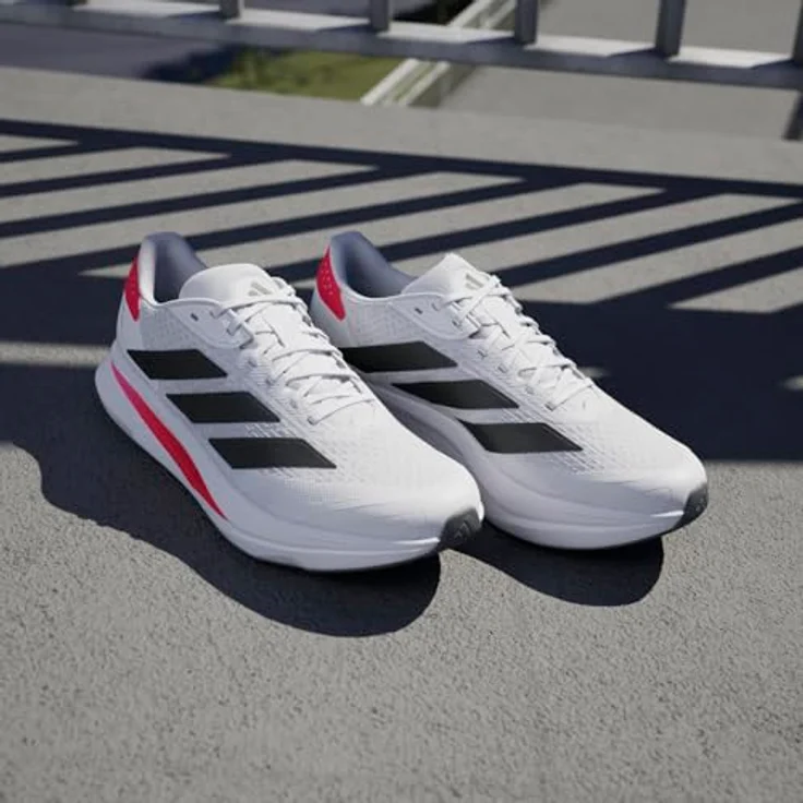 adidas Duramo Sl2, Herren Laufschuhe mit LIGHTMOTION-Dämpfung, atmungsaktiv, Größe 44, Weiß/Rot/Schwarz – Bild 2