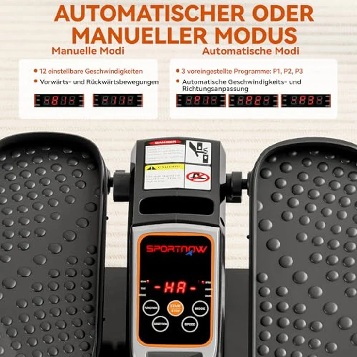 SPORTNOW Mini Ellipsentrainer, elektrischer Crosstrainer für Zuhause mit Fernbedienung, LED-Display, 12 Geschwindigkeiten, leise und tragbar für Senioren und Büro – Bild 3