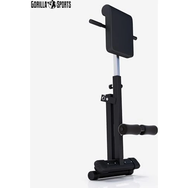 GORILLA SPORTS® Hyperextension Rückentrainer - 5-fach Verstellbar, Klappbar, mit Beinfixierung, bis 120 kg, Schwarz/Weiß - Rückenstrecker, Bauchtrainer, Römischer Stuhl, Fitness, Training, Home Gym – Bild 3