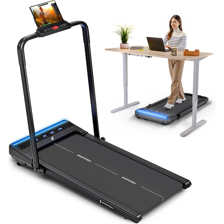 Sportstech Laufband sWalk Lite Plus, Mit interaktiver LED, Schwarz