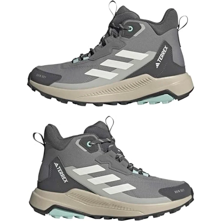 Adidas Damen Terrex Anylander Mid Rain.RDY Wanderstiefel, halbhoher Schaft, Traxion Außensohle, Grey Three/Off White/Grey Two, Größe 38 – Bild 8