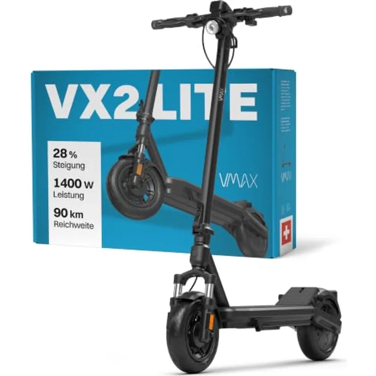 VMAX VX2 Lite E-Scooter mit Straßenzulassung – 90 km Reichweite, 500 W, 10 Zoll Tubeless-Reifen