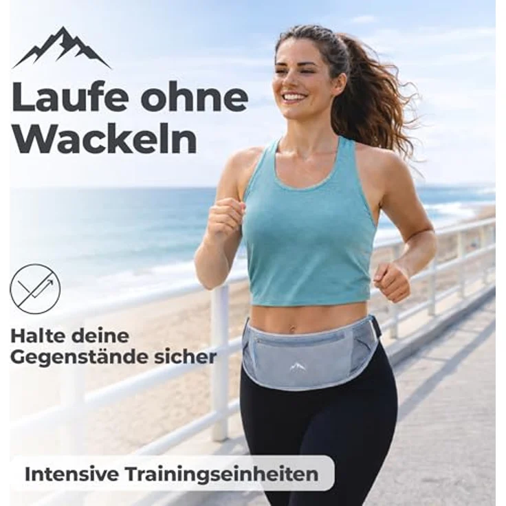 NORDRUN Laufgürtel für alle Handys, verstellbar und wasserdicht, mit großer Kapazität und Kopfhöreranschluss, grau – Bild 2