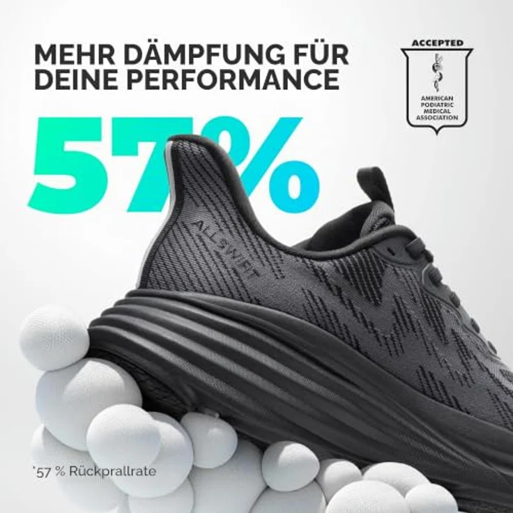 ALLSWIFIT Herren Walking Schuhe, Slip-On Laufsneakers mit hochreaktiver EVA-Zwischensohle, Gr. 46, Schwarz – Bild 4