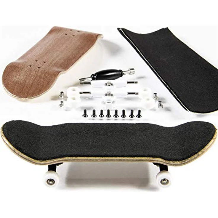PhoneNatic Finger-Skateboard Bauset, 5-lagiges Ahornholz mit tiefem Concave und hohen Kicks, rotbraun (Design 1) – Bild 1