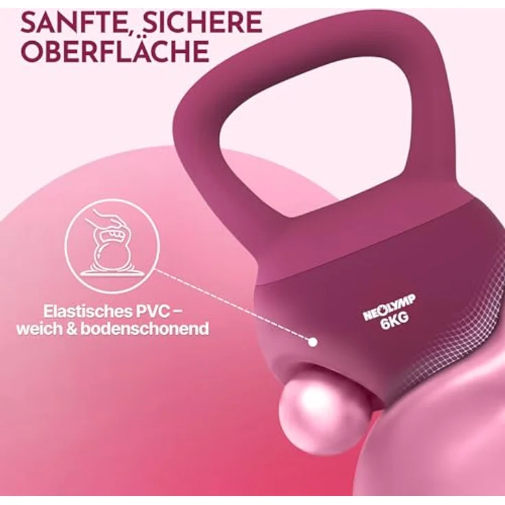 NEOLYMP Soft Kettlebell, bodenschonende und leise Kugelhantel mit ergonomischem Softgriff, 2–12 kg verstellbar, ideal fürs Homegym – Bild 5
