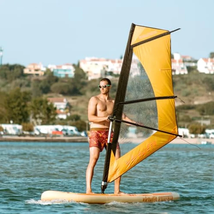 VirtuFit Surfer 305 SUP-Board Schwarz, aufblasbar mit Windsurf-Set und 2 m² Windsegel, max. Tragfähigkeit 180 kg – Bild 2