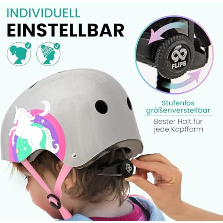 99FLIPS Fahrradhelm Kinder Mädchen, GS Skaterhelm für 3-12 Jahre, rosa, TÜV Rheinland zertifiziert – Bild 5