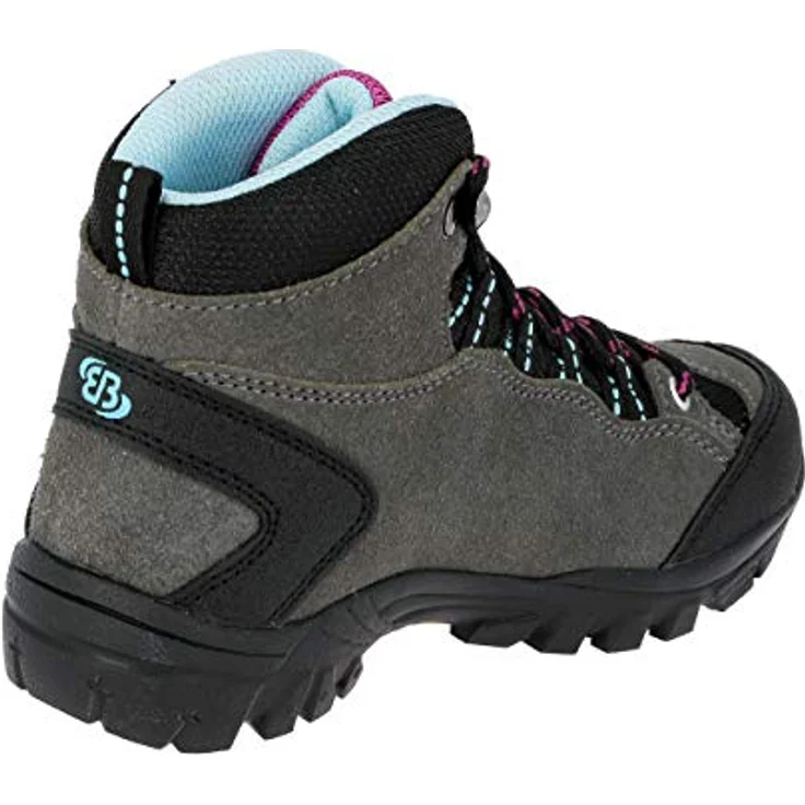 Brütting Mädchen Wanderschuhe Stiefel aus Veloursleder, grau, Größe 31 mit Schnürverschluss und 2 cm Blockabsatz – Bild 4
