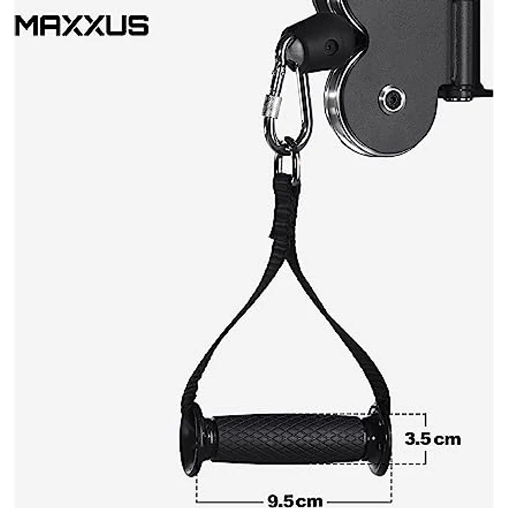 MAXXUS SmartGym H1 Kraftstation - Wandmontage, Doppelzugeinheit, Gewichtsplatten, 2 Handgriffe, 2 Kettenverlängerungen - Seilzug Turm, Kabelzug, Fitnessgerät, Kabelzug-Station, Latzugstation Zuhause – Bild 3