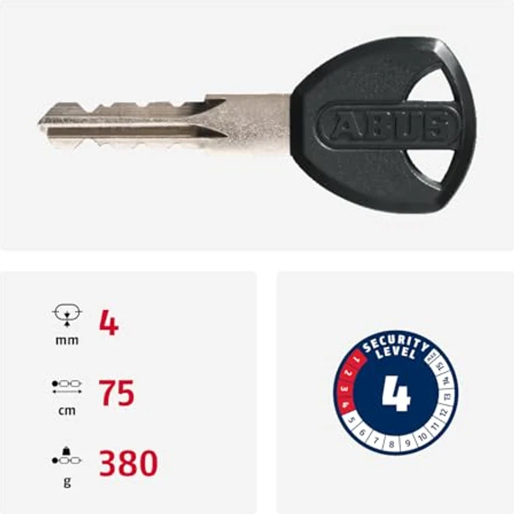 ABUS Steel-O-Chain 4804K/75, Unisex Fahrradschloss mit 4 mm dicker Stahlkette, Grün (Lime), 75 cm Länge – Bild 3