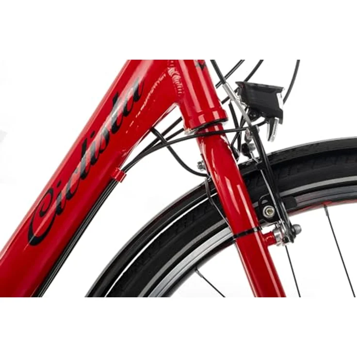 Ciclista Ponte Vecchio Wave Citybike Damen, 28 Zoll, 21-Gang Shimano Schaltung, Aluminiumrahmen, rot-schwarz, Größe 56 – Bild 6