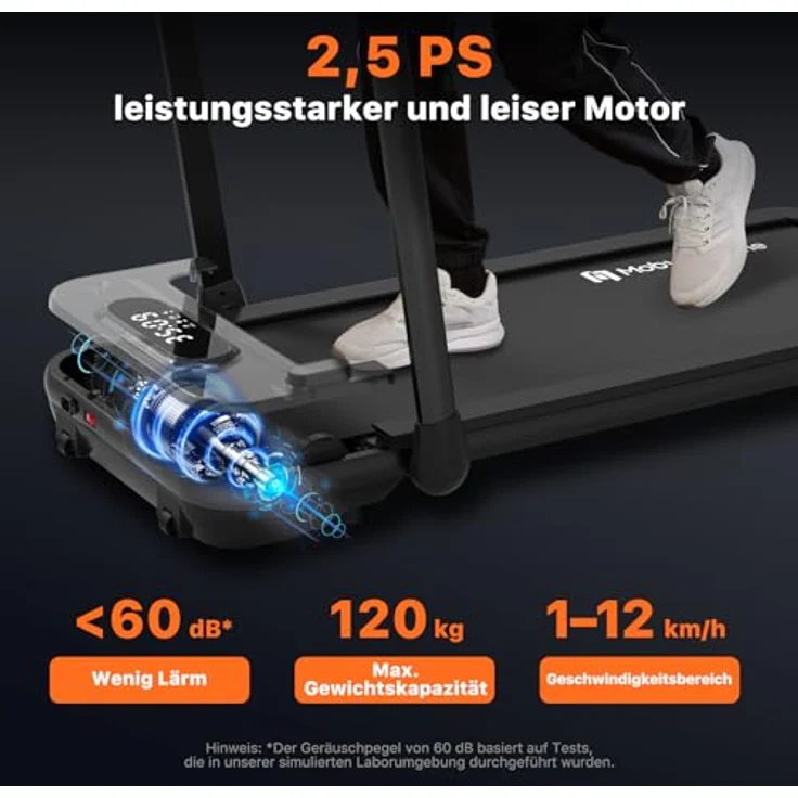 Mobvoi Home Laufband SE, 3-in-1-Klapplaufband, elektrisches Laufband, 2,5 PS, kompakt tragbar unter dem Schreibtisch, 12 km/h, Fernbedienung, LED-Anzeige, platzsparend, für Zuhause und Büro, 120 kg – Bild 4