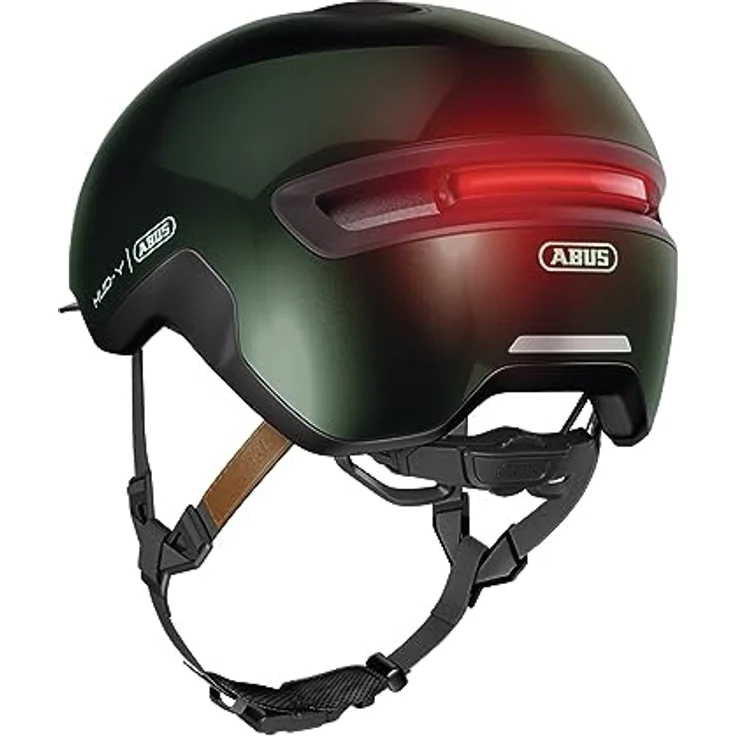 Abus Hud-Y Urban Velohelm, (54 - 58 cm) mit wiederaufladbarem LED-Lichtstreifen und vier Lichtmodi, futuristisches Design – Bild 4