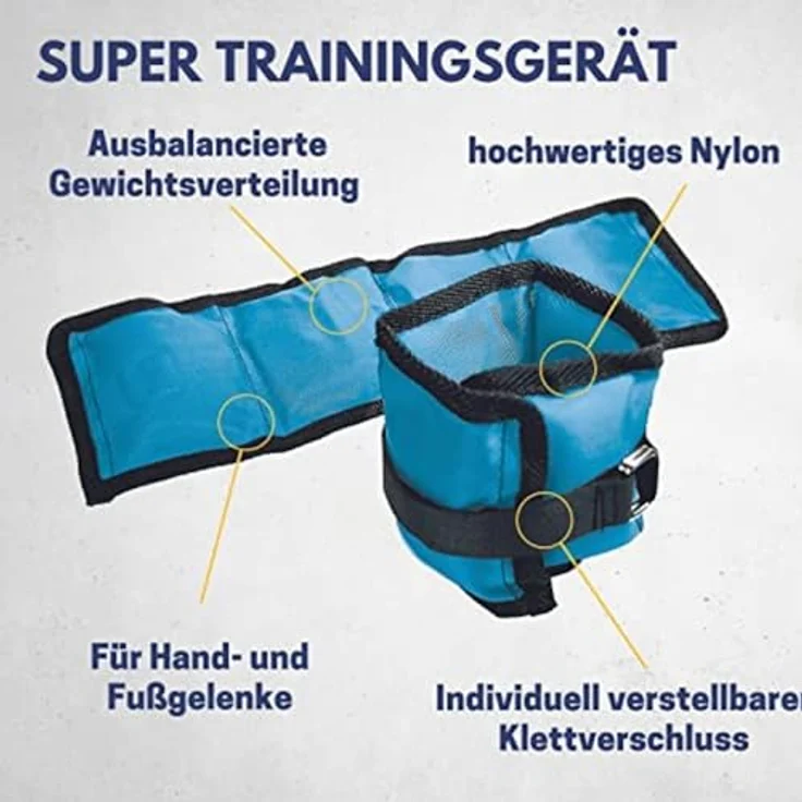 Best Sporting Gewichtsmanschetten 2er Set I 0,5kg I Verstellbar mit Klettverschlüssen I Hellblau / Schwarz – Bild 3