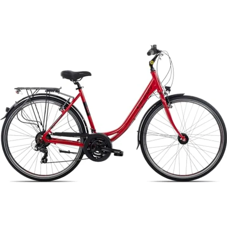 Ciclista Ponte Vecchio Wave Citybike Damen, 28 Zoll, 21-Gang Shimano Schaltung, Aluminiumrahmen, rot-schwarz, Größe 56