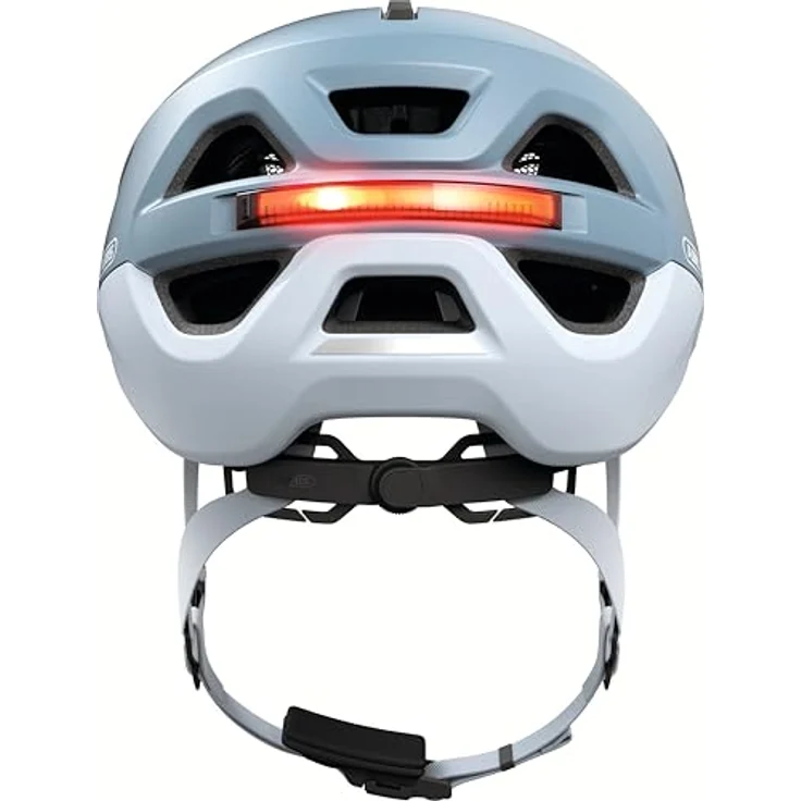 ABUS Urban-I 4.0 ACE, Fahrradhelm mit aufladbarem Rücklicht, 4 Leuchtmodi, Schirm, Zopf-Öffnung, magnetischem Verschluss, Größe S, blau – Bild 3