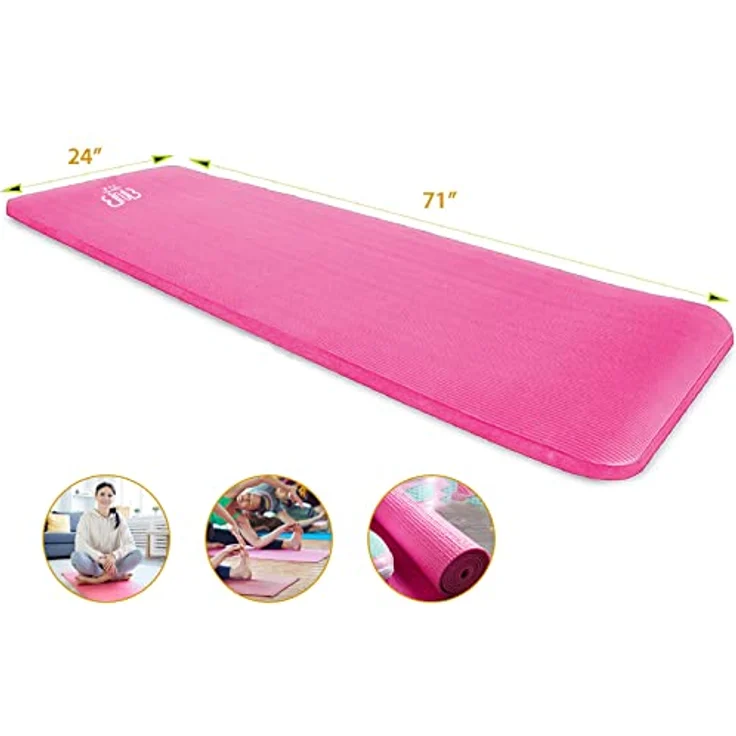 BnB Sports Premium NBR Sportmatte, rutschfeste Gymnastikmatte, Rosa Yogamatte Stretching Pilates, dicke Fitnessmatte, Workout Camping Outdoor & Abs Matte – Bild 3