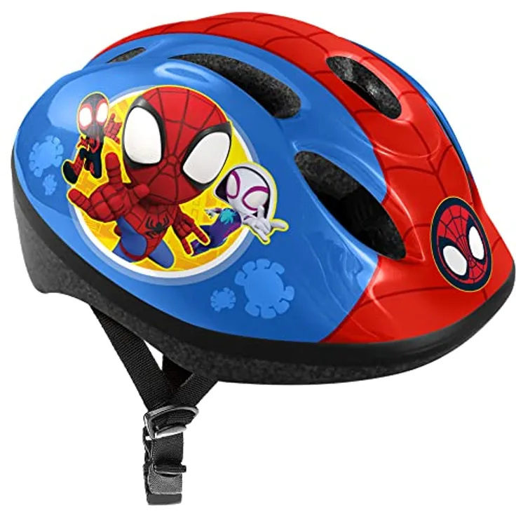 Stamp Bicycle Helmet S Spidey, Kinderfahrradhelm mit verstellbarem Kopfband, 53-56 cm, Belüftung und EPS-Struktur