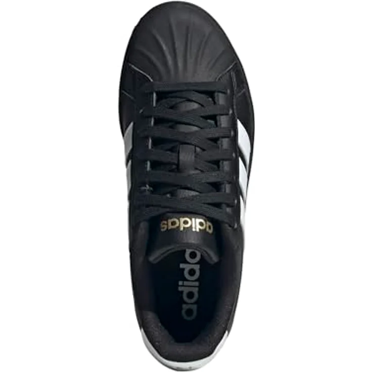 adidas JR4700_560, Laufschuhe aus Synthetikleder mit Gummi-Cupsohle, Weiß/Core Black/Cloud White/Gold Metallic – Bild 7