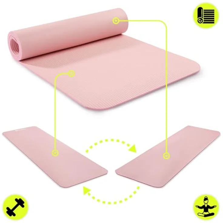 HyperMotion Yogamatte HYP55 YOGA MAT 0.8P, NBR-Schaum, 183x61 cm, 8 mm Komfortstärke, pink mit Tragegurt – Bild 8