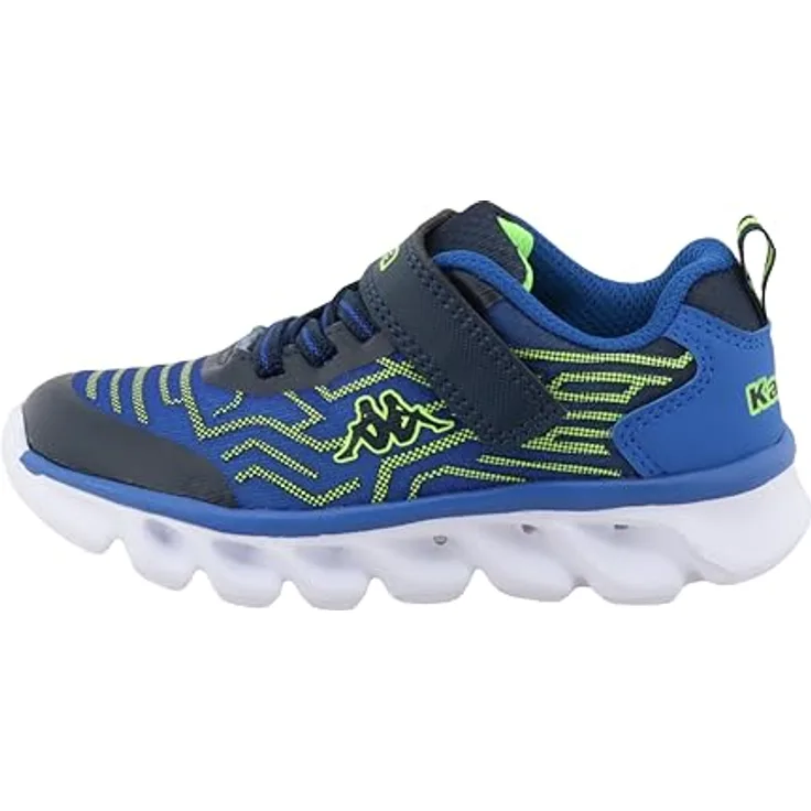 Kappa Sneaker ELTJE, Trainingsschuh in Blau mit Klettverschluss und LED-Blinklicht, Gr. 33