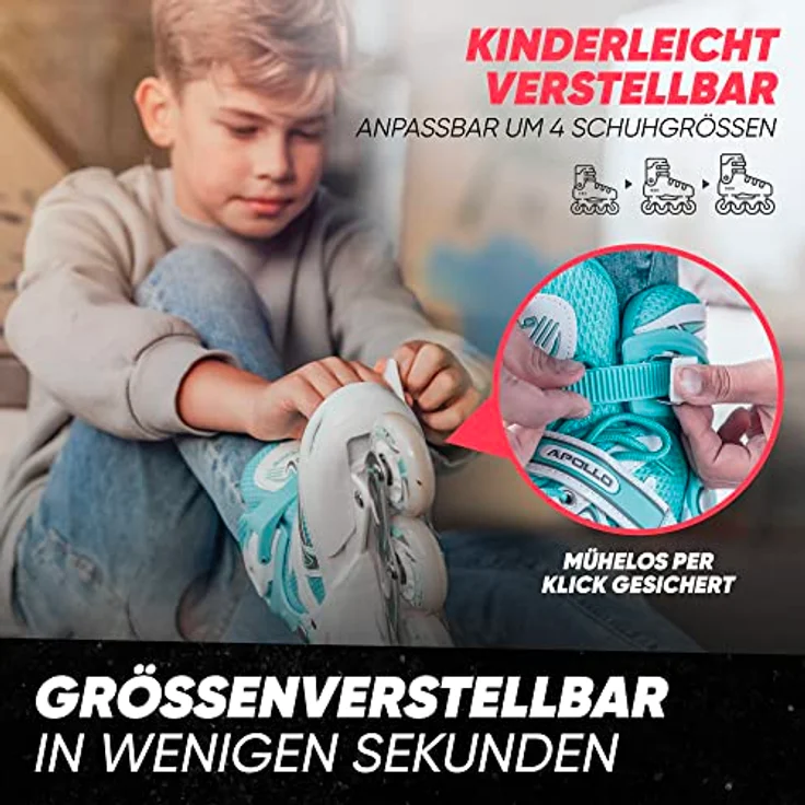 Apollo Inlineskates Super Blades LED, Kinder Inliner verstellbare Größe, leuchtende LED Wheels, blau – Bild 2