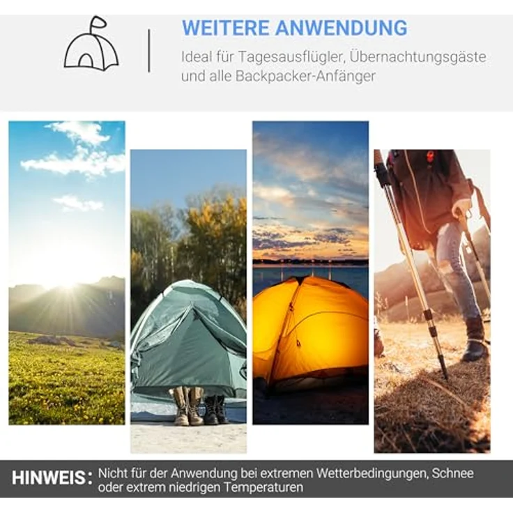 Outsunny Campingzelt 2-3 Personen, stabil und wasserdicht mit Seitentür, 2000 mm Wassersäule, Tunnelzelt, hellblau – Bild 5
