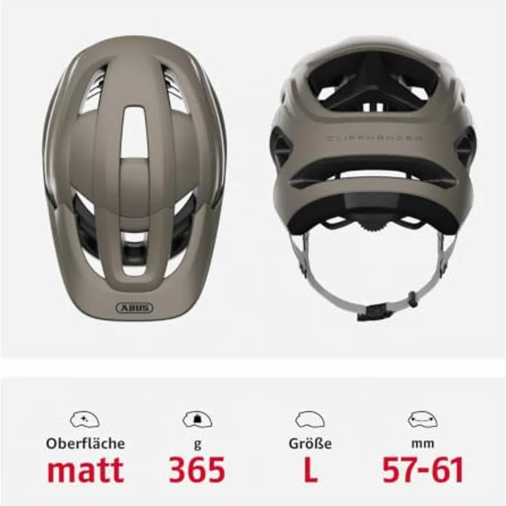 ABUS MTB-Helm CliffHanger, Fahrradhelm für anspruchsvolle Trails mit großen Lüftungsöffnungen, TriVider Riemensystem, grau, Größe L – Bild 3