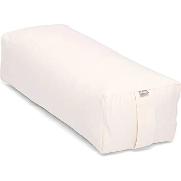Bodhi Yoga Salamba Bolster Eco | Waschbarer Bezug aus 100% Bio-Baumwolle | Yogarolle eckig mit Bio Dinkelfüllung | Yogakissen groß für Restoratives Yoga | Maße: 63,5 x 26,5 x 20,5 cm (Natur)