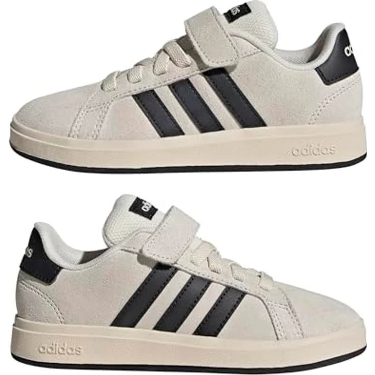 adidas GRAND COURT 00s EL, Kinder-Laufschuhe aus Wildleder mit Klettverschluss, beige – Bild 6