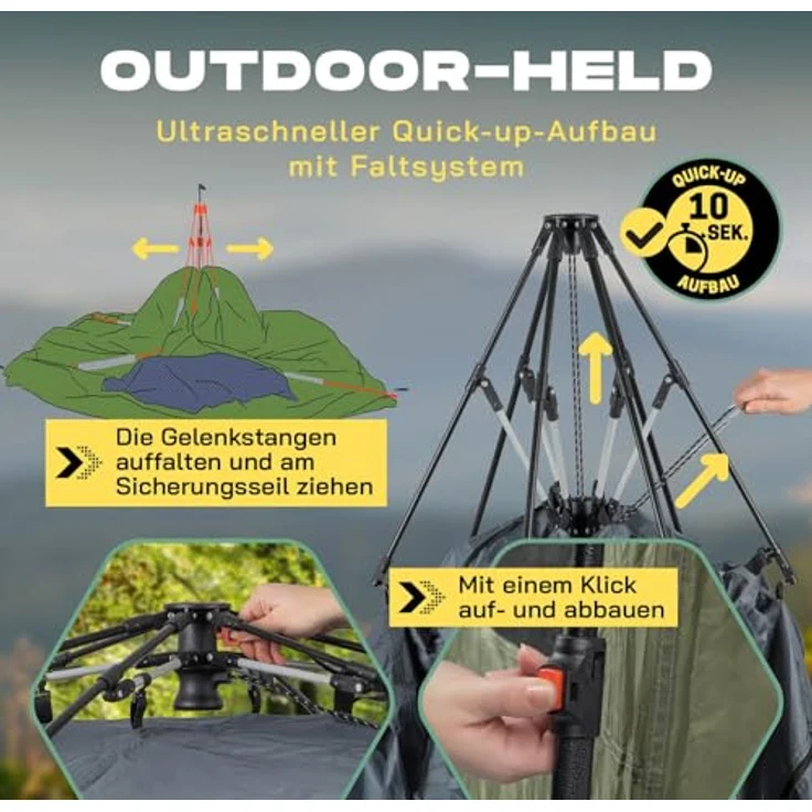 Lumaland Where Tomorrow Pop up Duschzelt, 2 Personen, wasserdicht mit Trennwand, Campingtoilette und Umkleidekabine, schnelles Aufbausystem, 240 x 120 x 210 cm – Bild 4
