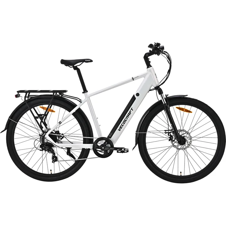 Vecocraft E-trekking Bike Thaumas, 28 Zoll E-Bike mit 250W Motor, 55-85 km Reichweite, weiß