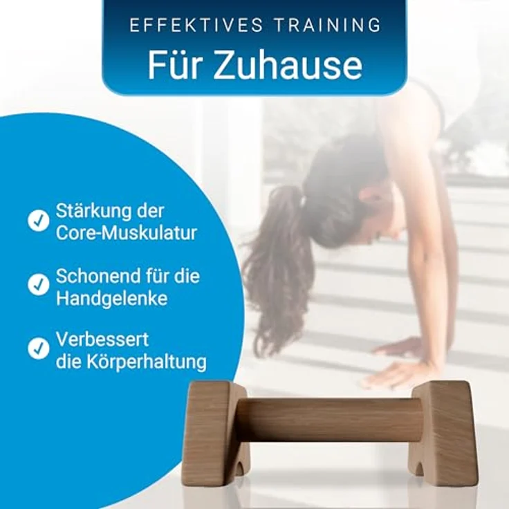 ArtSport Liegestützgriffe aus Holz M - Calisthenics, Parallettes, Liegestütz Barren, Indoor & Outdoor, ergonomische Handstand Griffe, Braun – Bild 3