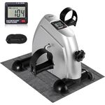 AGM Mini Fitnessbike für zuhause, Arm und Beintrainer Heimtrainer, Sportgerät Mini Bike, Hometrainer Mini Fahrrad Bewegungstrainer Fitnessgerät für Zuhause Büro - Silver