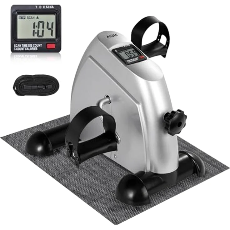 AGM Mini Fitnessbike für zuhause, Arm und Beintrainer Heimtrainer, Sportgerät Mini Bike, Hometrainer Mini Fahrrad Bewegungstrainer Fitnessgerät für Zuhause Büro - Silver – Bild 1