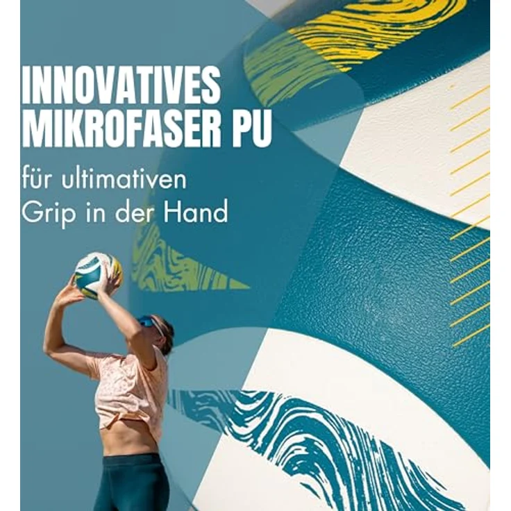 MOMEVO Beachvolleyball SunPro, DVV1 zertifiziert in offizieller Größe und Gewicht, ideal für Training & Wettkampf – Bild 3