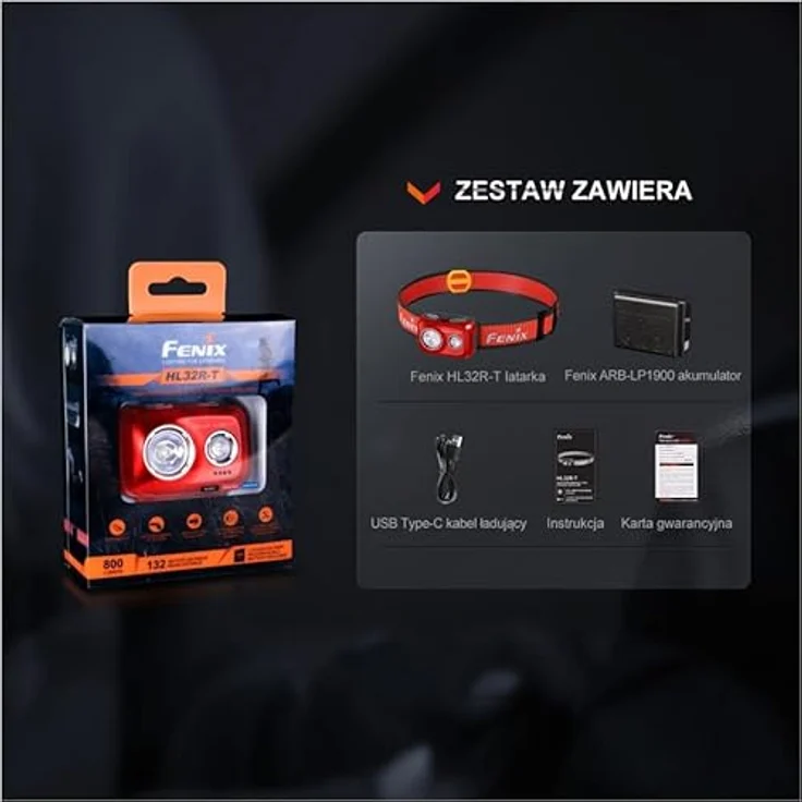 Fenix HL32R-T, Wiederaufladbare Stirnlampe mit 800 Lumen, Rot, USB Typ C Schnellladung, 132 Meter Strahlabstand – Bild 5