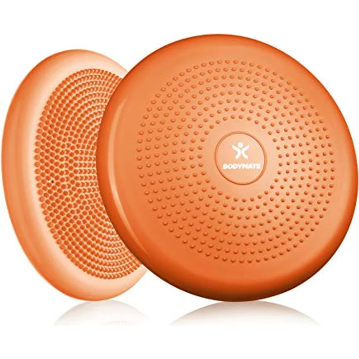 BODYMATE Ballsitzkissen inkl. Pumpe ORANGE 34cm Durchmesser - Balance-Kissen, Luftkissen, Balance Pad, Noppenkissen - Core-, Fitness-, Reha-, Koordinations- und Rückentraining – Bild 1