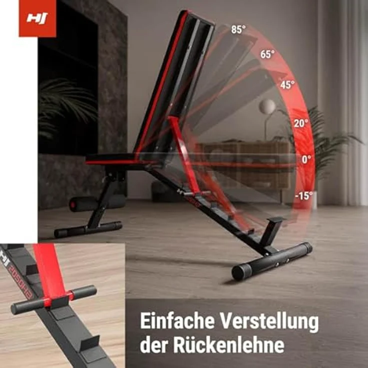 Hop-Sport Hantelbank HS-2050HB, klappbar & stabil, multifunktional, bis 160 kg belastbar – Bild 3