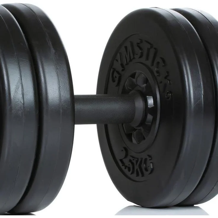 Gymstick Hantelset, verstellbar von 2-15 kg, bodenschonende Vinylbeschichtung, inkl. Schraubverschlüsse