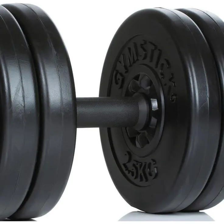 Gymstick Hantelset, verstellbar von 2-15 kg, bodenschonende Vinylbeschichtung, inkl. Schraubverschlüsse