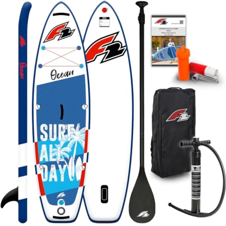 F2 Junior SUP Stand Up Paddle Board Ocean Boy 9'2'', stabile Plattform für junge Paddler, blau