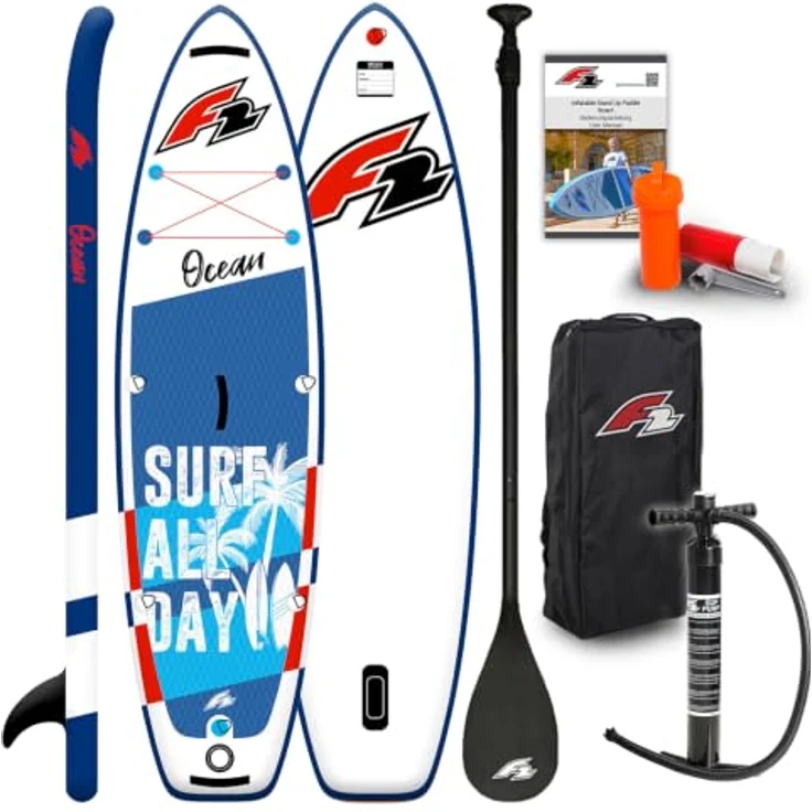 F2 Junior SUP Stand Up Paddle Board Ocean Boy 9'2'', stabile Plattform für junge Paddler, blau – Bild 1