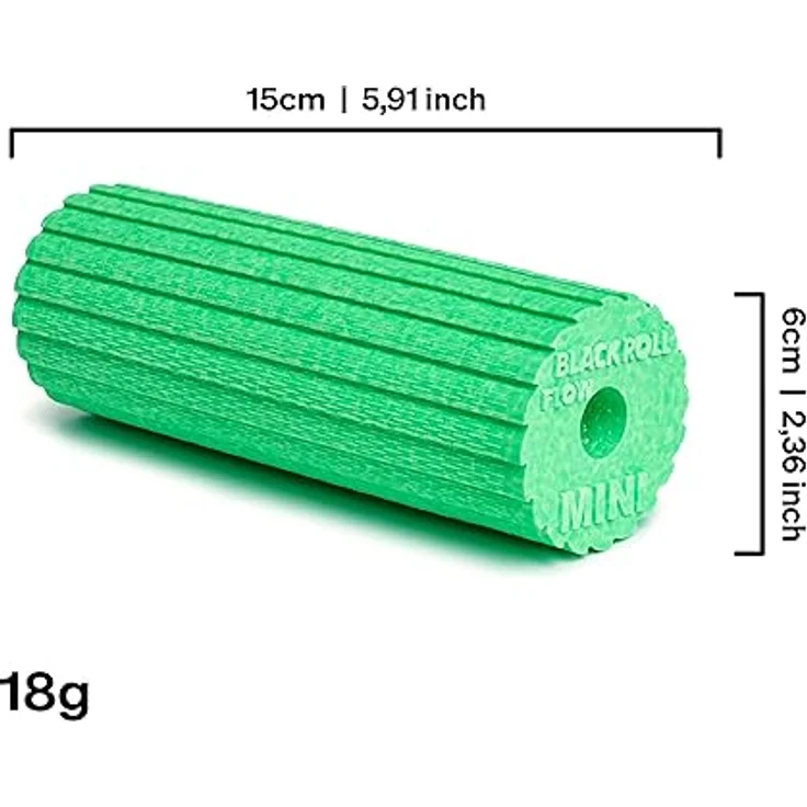 BLACKROLL® MINI FLOW Faszienrolle, handliche Fitness-Rolle 15 x 5 cm mit geriffelter Oberfläche, mittlere Härte, Made in Germany, Grün – Bild 5