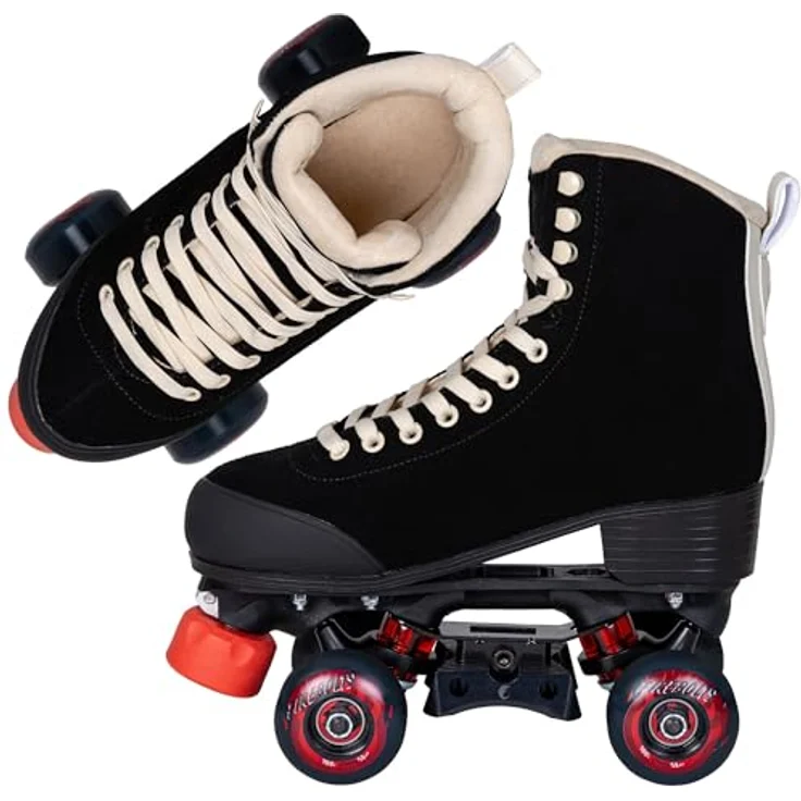 Chaya Park Dark Soul, Damen Rollschuhe, Lifestyle Rollerskates, schwarz, PU-Leder mit Wildleder-Finish, vulkanisierte TPU-Spitze, optimierte Kontrolle mit Shari-Platte und Park Pro-Trucks – Bild 4