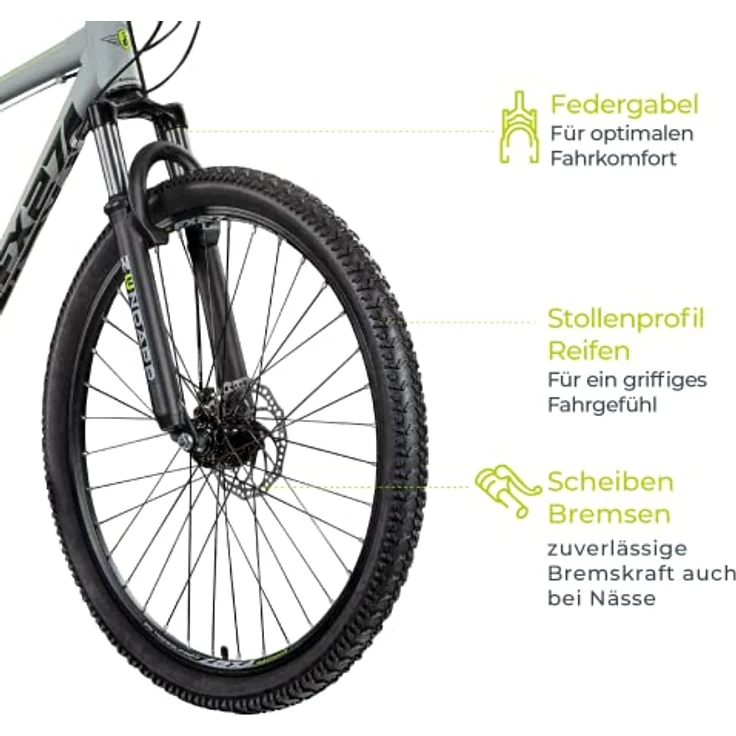 Zündapp FX27 Mountainbike 650B, Hardtail 27,5 Zoll, 21-Gang, Rahmenhöhe 48 cm, grau grün – Bild 3