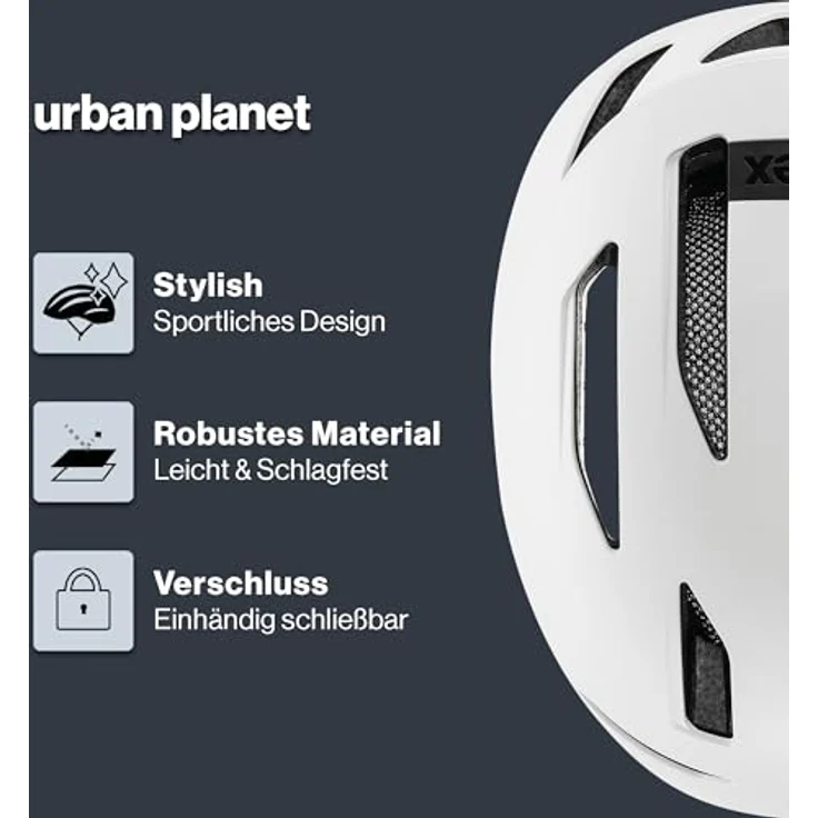 Uvex Urban Planet Helm, City-Helm mit Hardshell-Technologie, mattweiß, Größe 54-58 cm, S41.3.056.0415 – Bild 2
